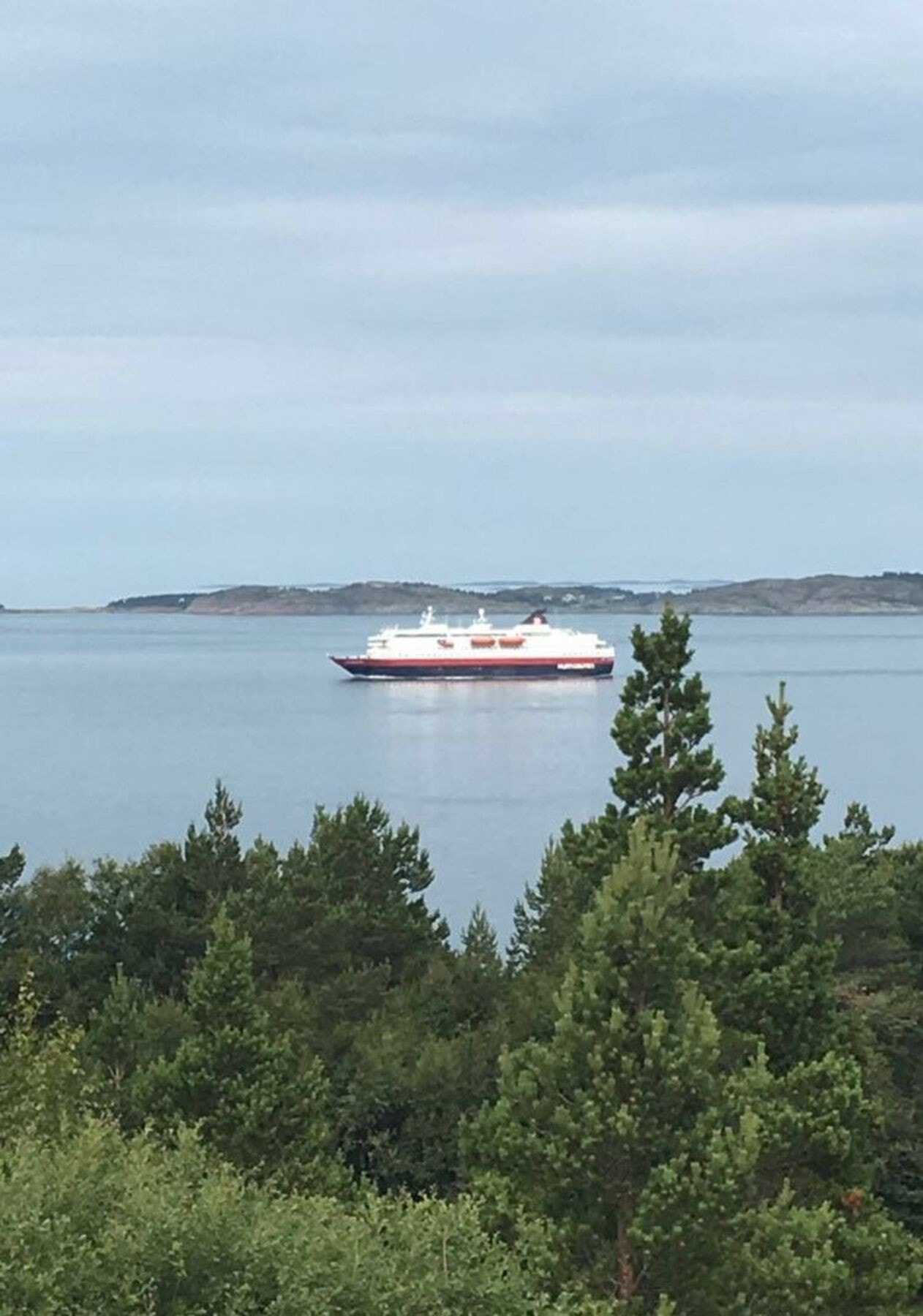 Hurtigruta som passerer Sommerhvile hyttefelt Galleribilde