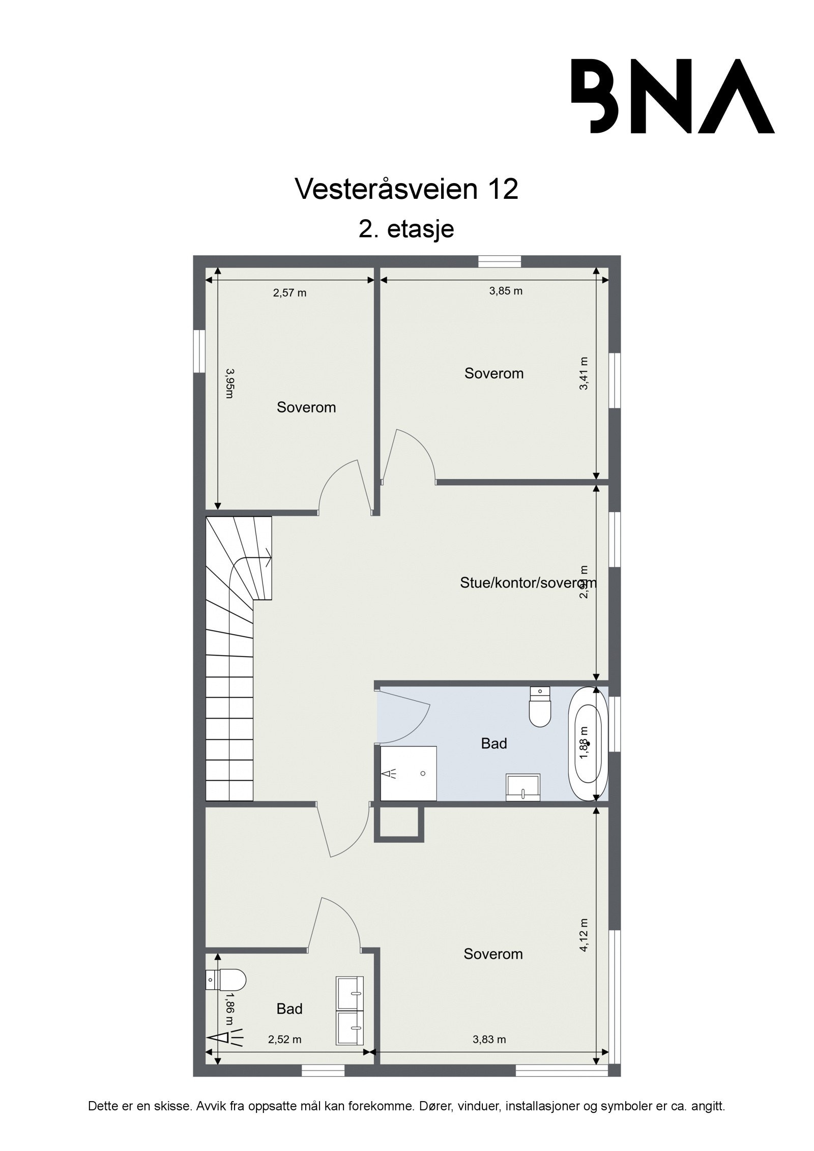 Planskisse - Vesteråsveien 12 E - 2. etasje. Galleribilde