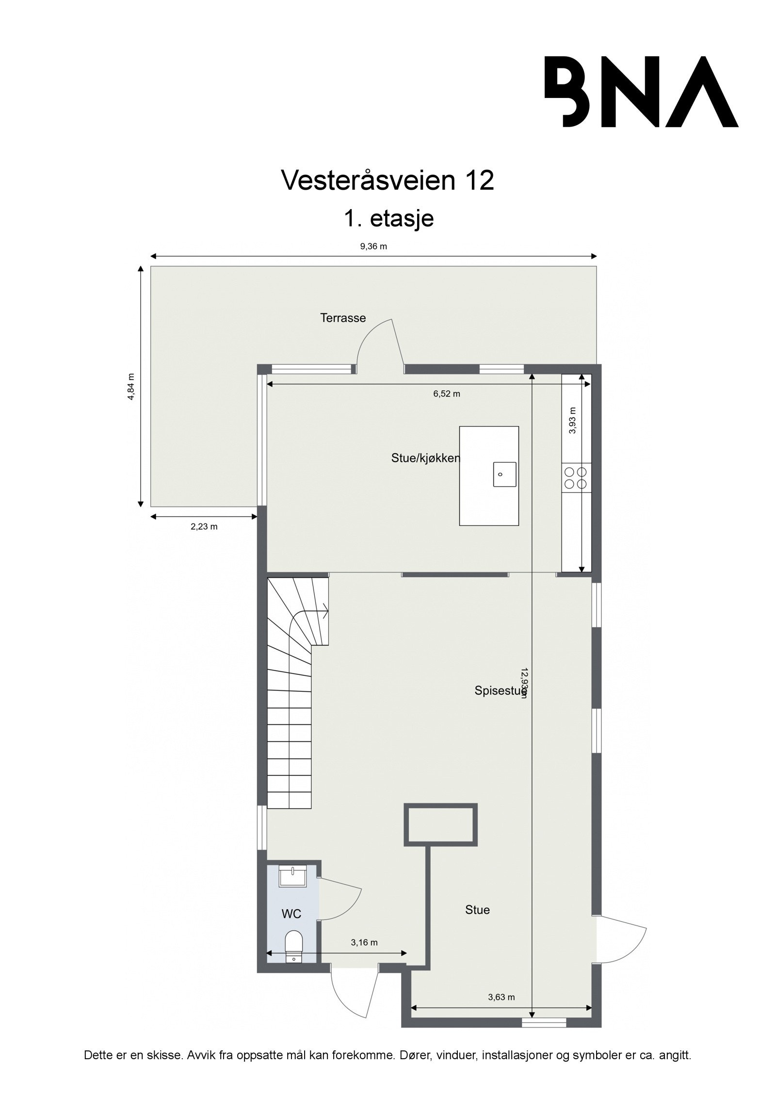 Planskisse - Vesteråsveien 12 E - 1. etasje. Galleribilde