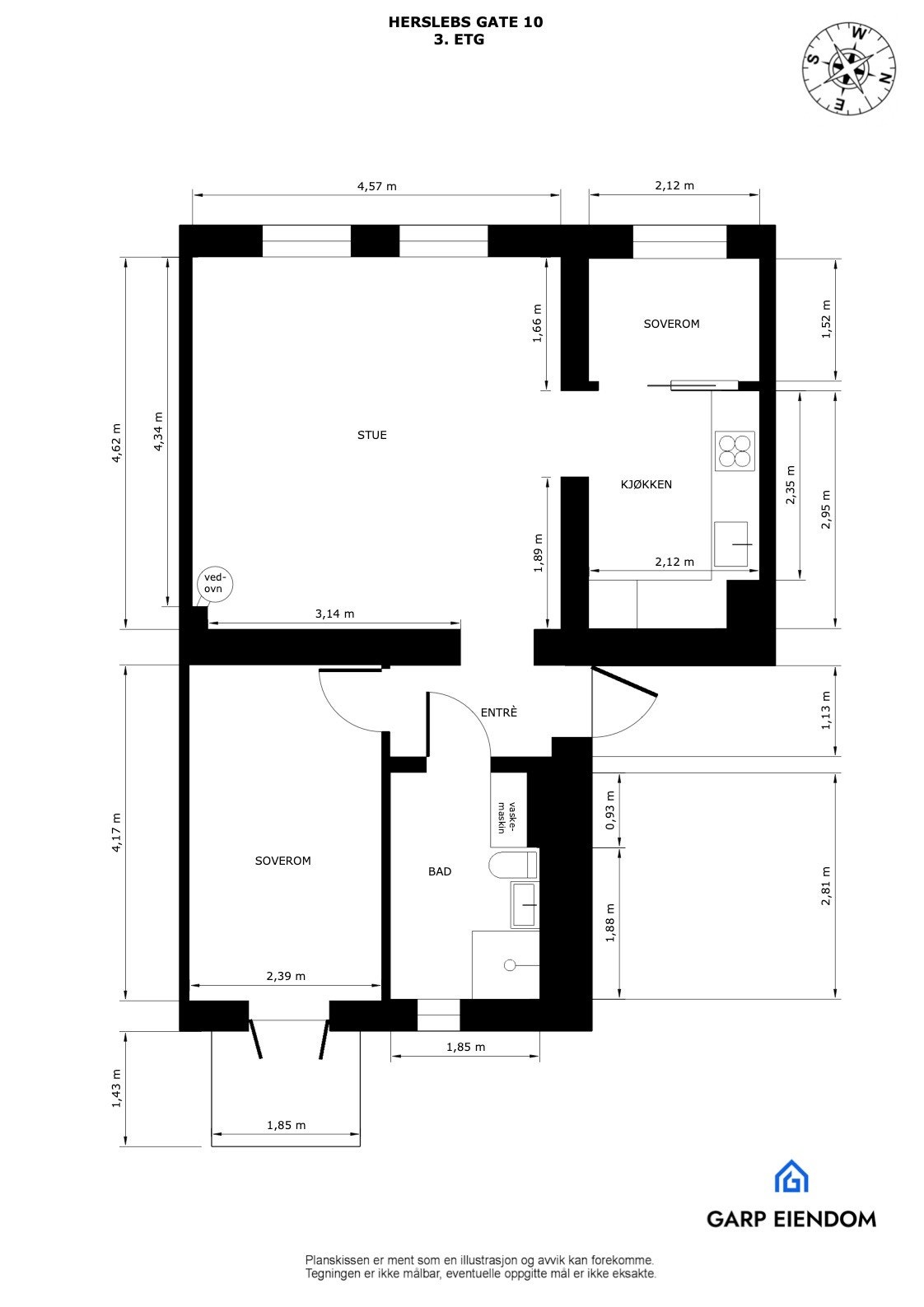 - Totalt tre boder, en i trapperommet på ca. 2 m², en i kjellerbod på ca. 3 m² og loftsbod på ca. 4 m² - Galleribilde