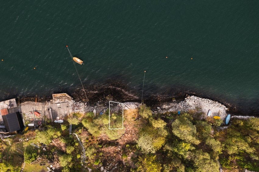 Oversiktsbilde med beregnet tomtegrense. Galleribilde