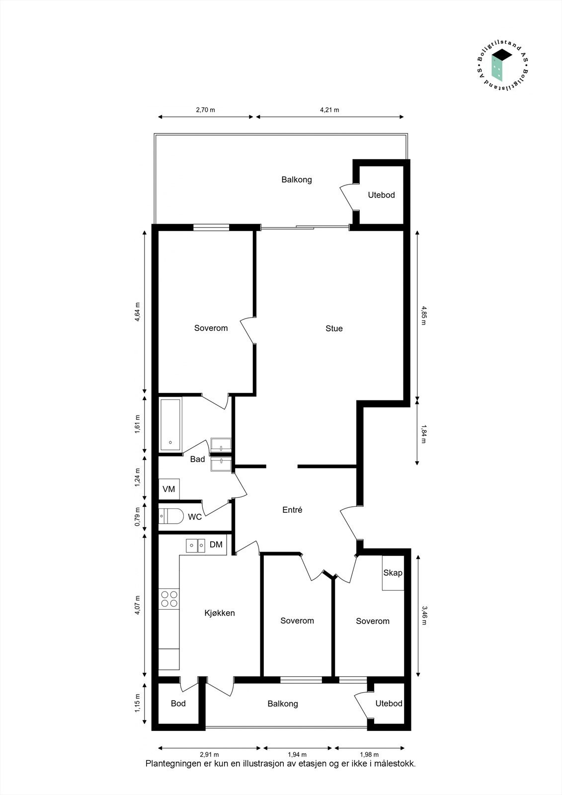Oppmålt planløsning Galleribilde