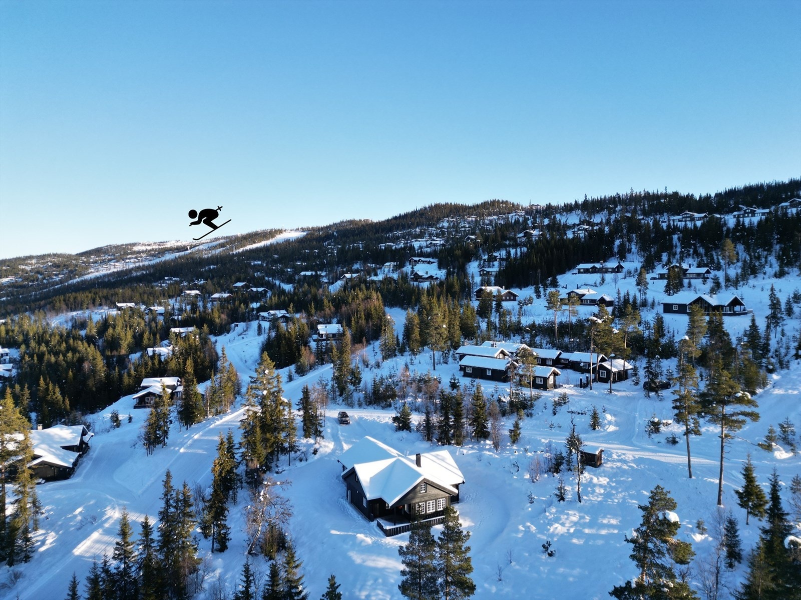 Fra alpinbakken kan du skli ned tilbake til hytta. Galleribilde