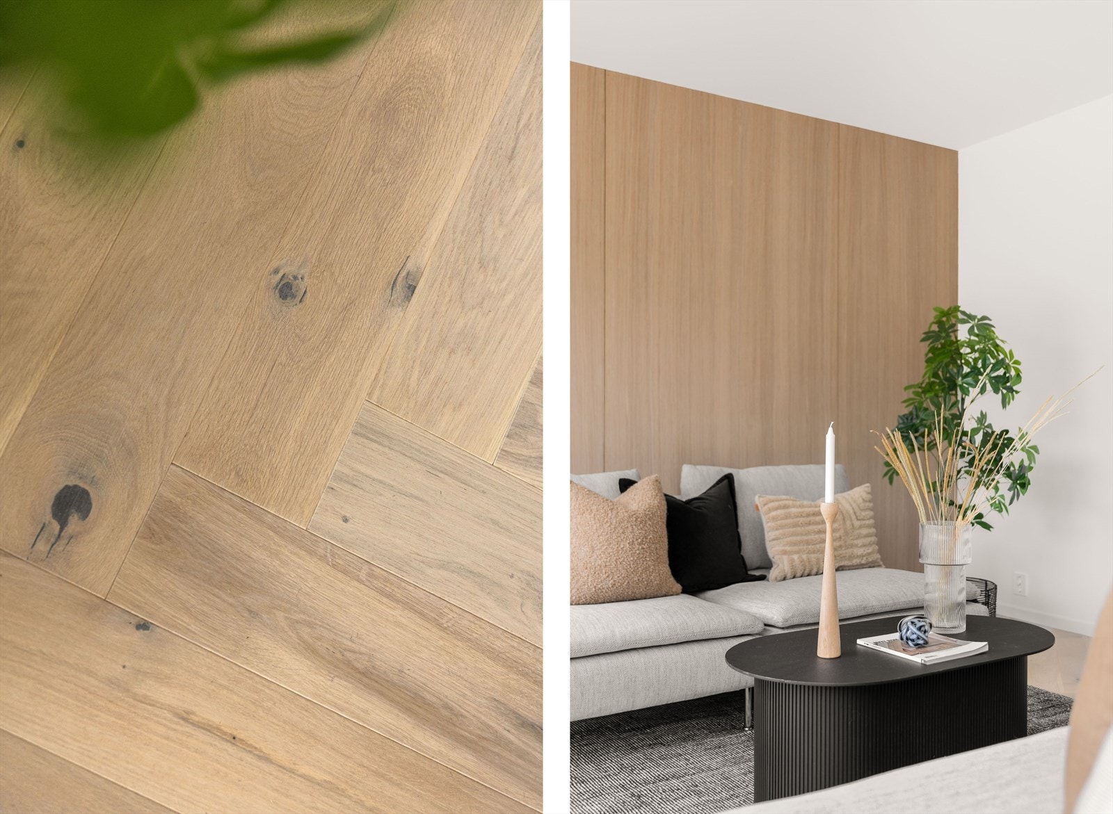 Fiskebeinsparkett i gulv Galleribilde