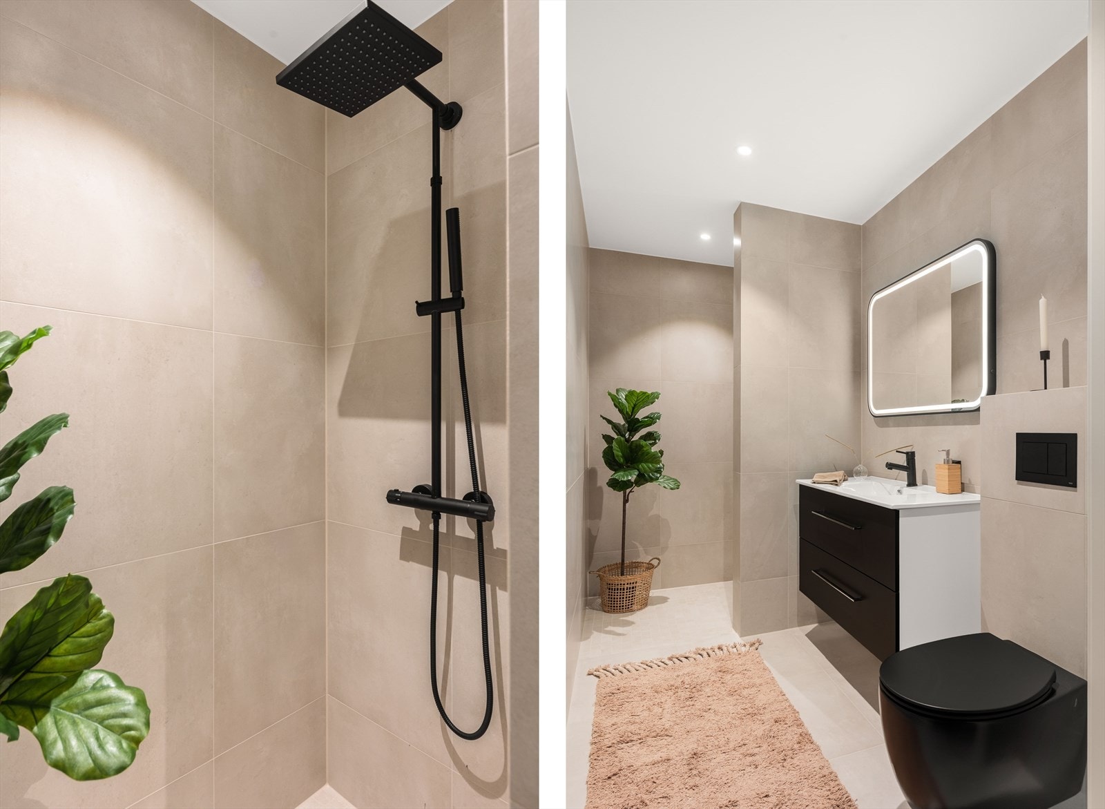 Delikat baderom i 2. etasje med tidsriktig baderomsinnredning Galleribilde