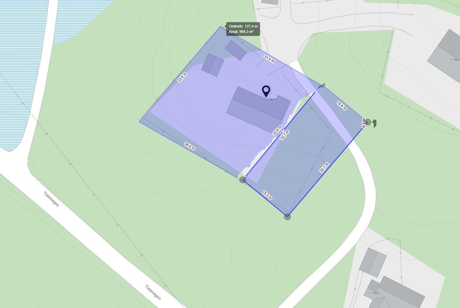 Opprinnelig tomt med tomt bruksrett 508 kvm. Galleribilde