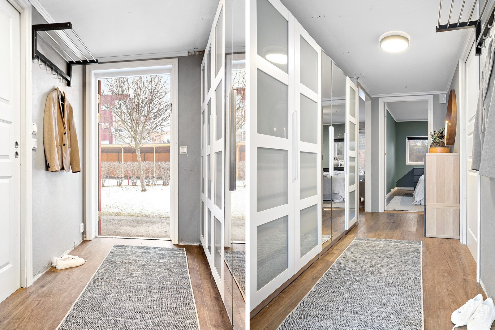Romslig entré med god plass til garderobeskap Galleribilde