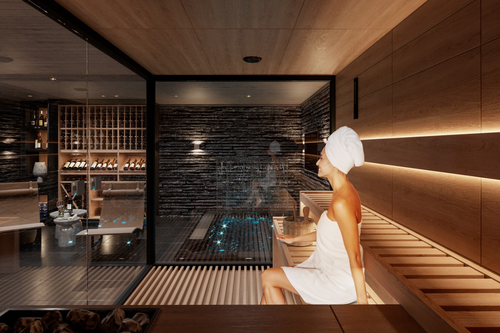 En eksklusive badstu med plass til flere passer fint etter en god skitur over fjellet. Galleribilde