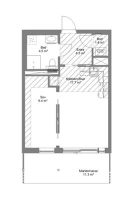 Plantegning fra utbygger. Galleribilde