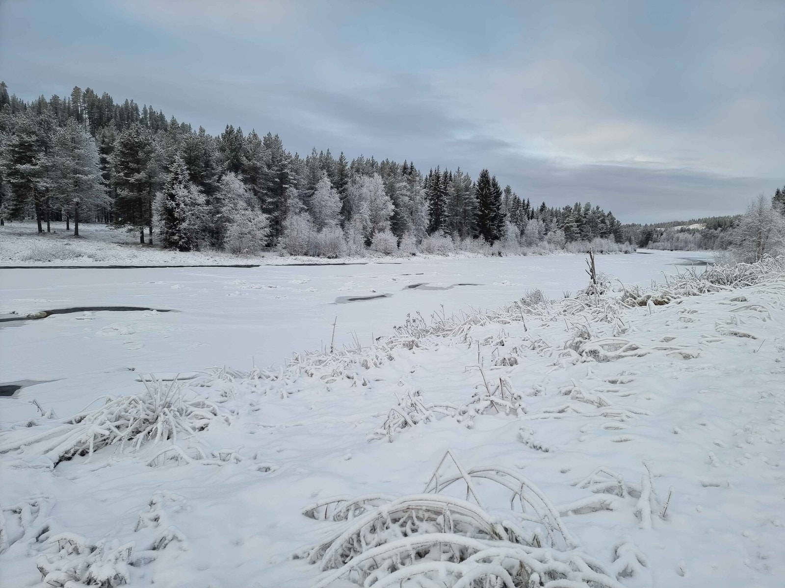 Nydelig vinterlandskap langs Osa-elva Galleribilde