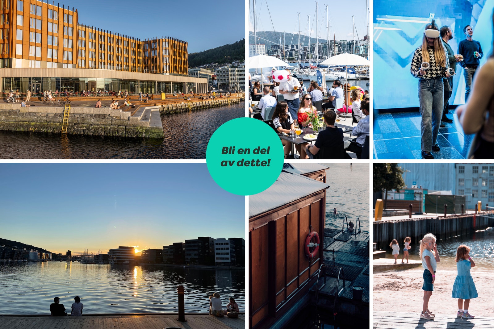 Solheimsviken og Marineholmen utgjør et urbant innovasjonsdistrikt som samler finans, næringsliv, forskere, beboere, besøkende, studenter og oppstartsmiljøer. Galleribilde