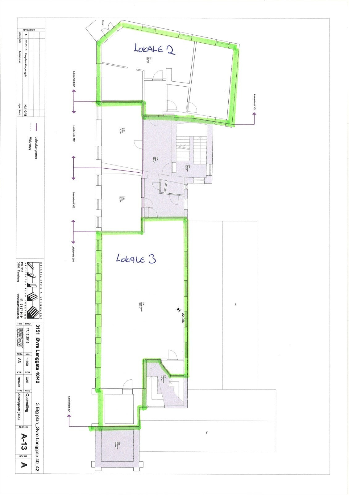 Tegning 3. etg. Galleribilde