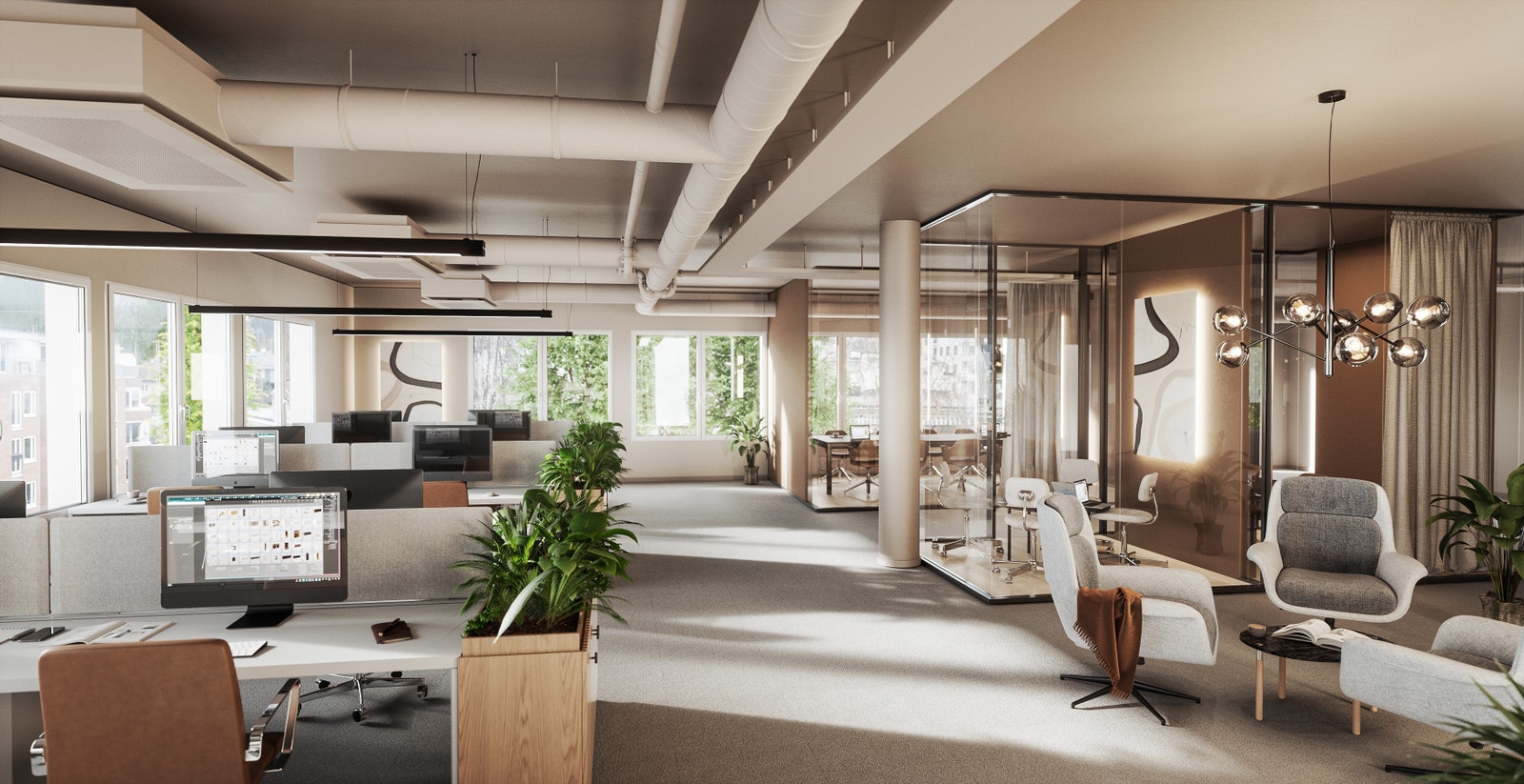 Illustrasjon av ledige arealer - beige himling Galleribilde