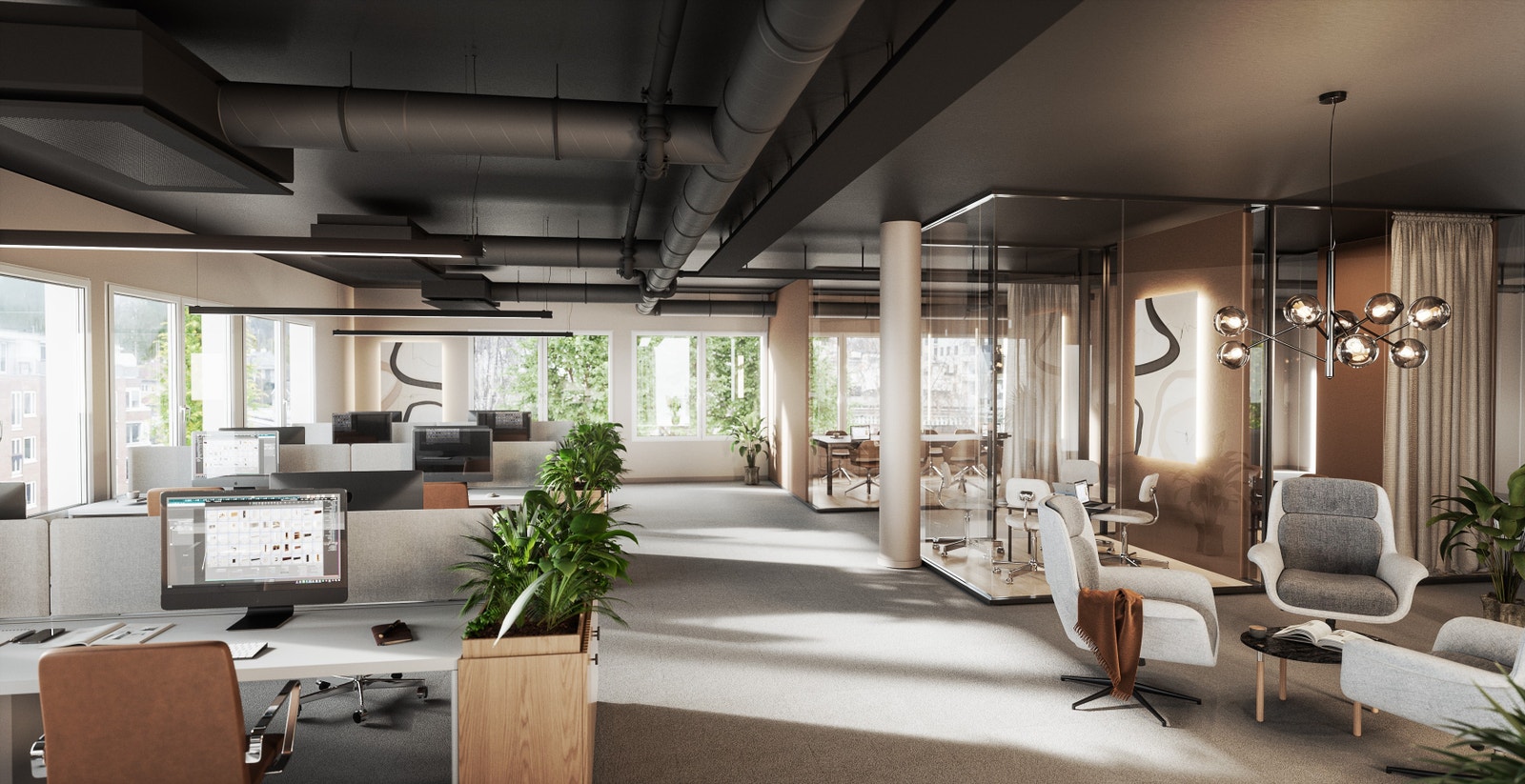 Illustrasjon av ledige arealer - mørk himling Galleribilde