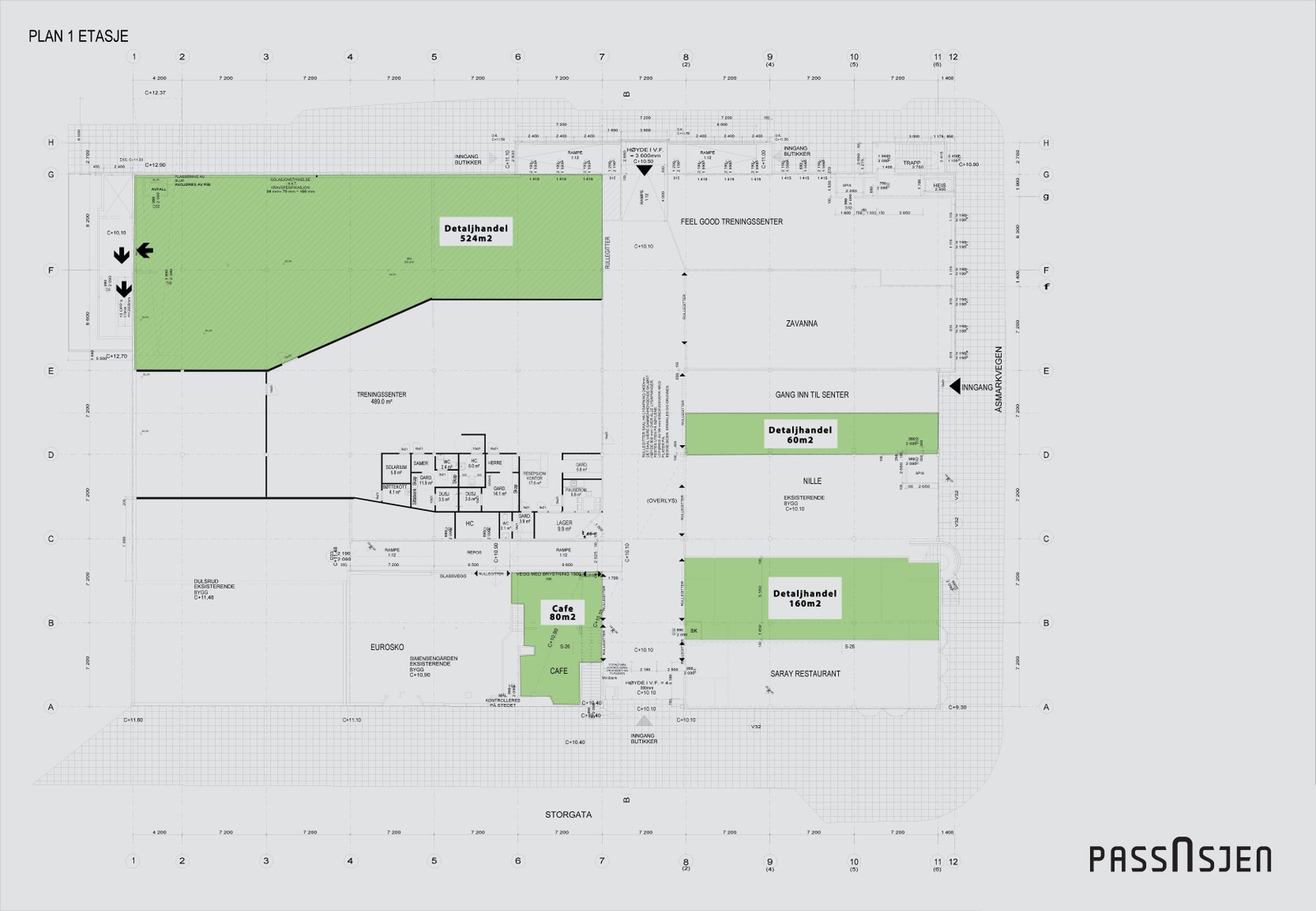 Planskisse over ledige lokaler. Varierte størrelser Galleribilde
