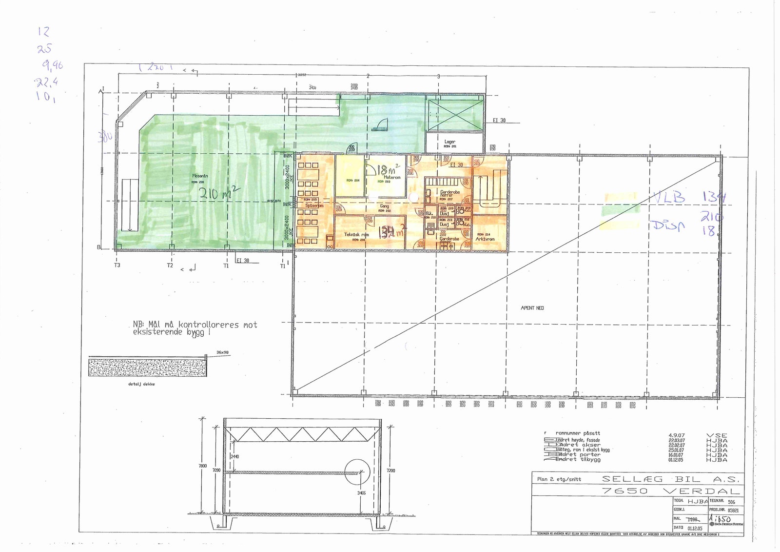 2. etg.: mesanin (210 kvm) og møterom/kontor (18kvm). Felles kjøkken/spiserom og garderobe/toalett. Galleribilde