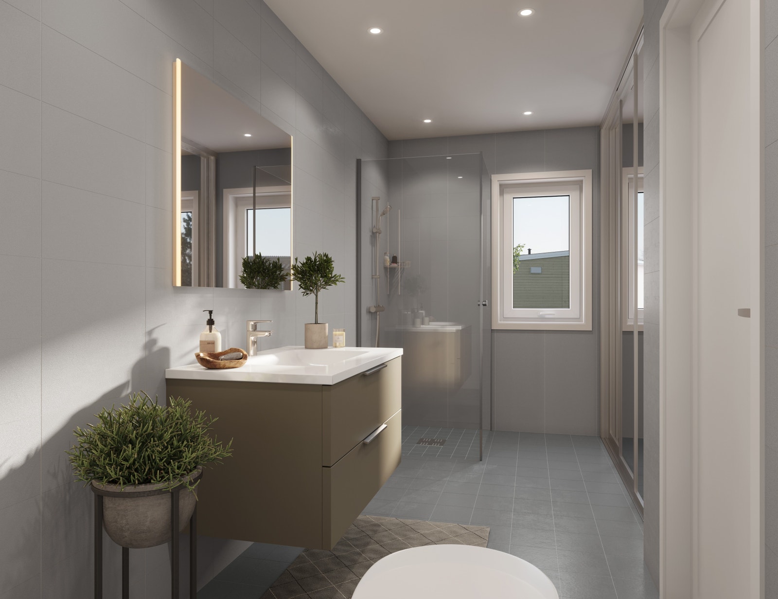 Illustrasjon: bad i 2 etasje - fra hus 1 Galleribilde