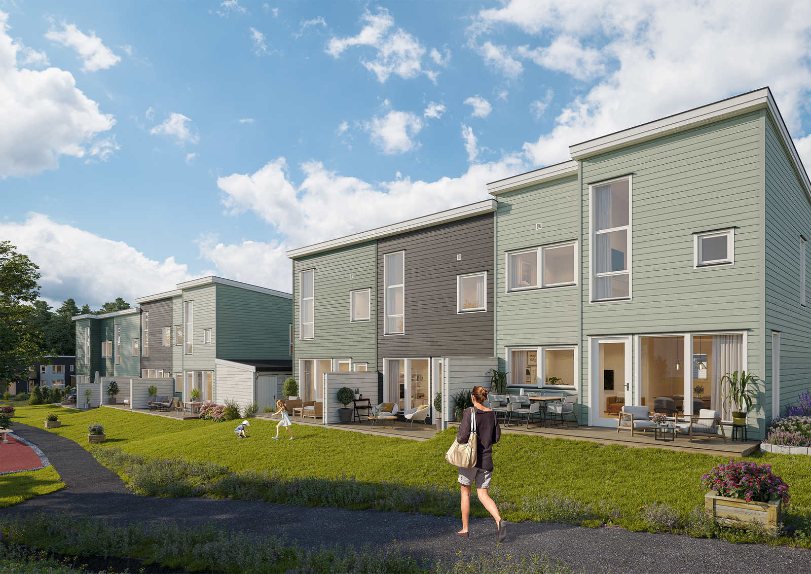 illustrasjon - Rekkehus er også ute for salg på området Galleribilde