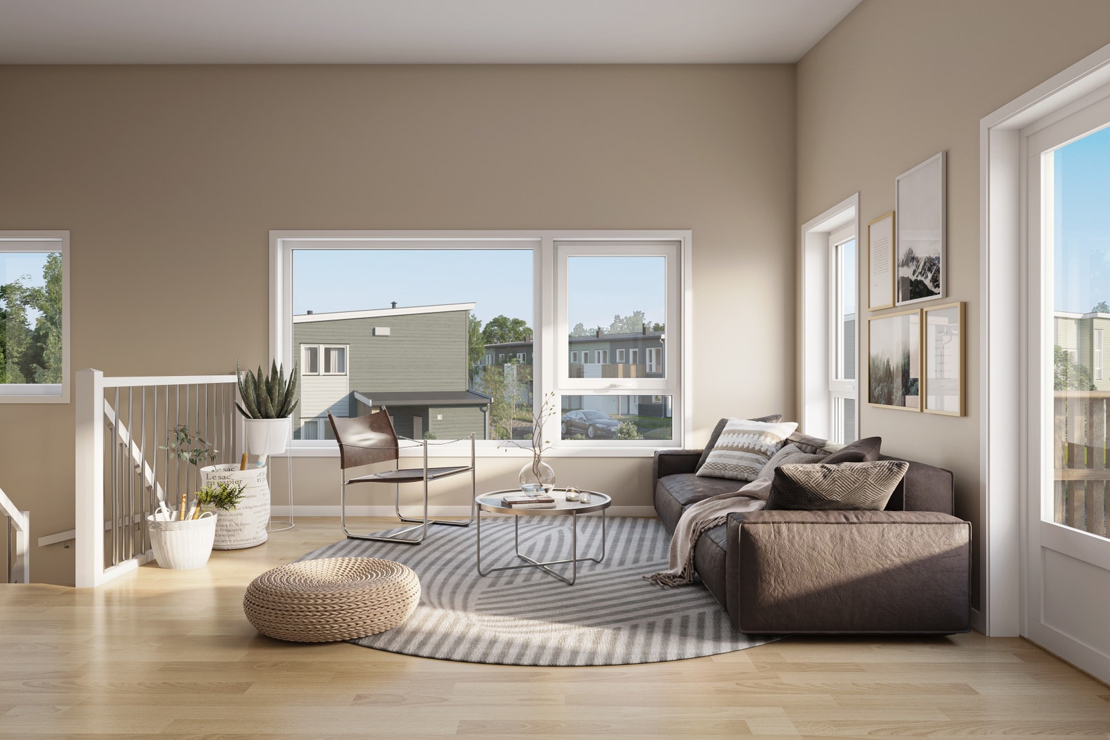 Illustrasjon: loftstue med utgang til balkong - fra hus 1 Galleribilde