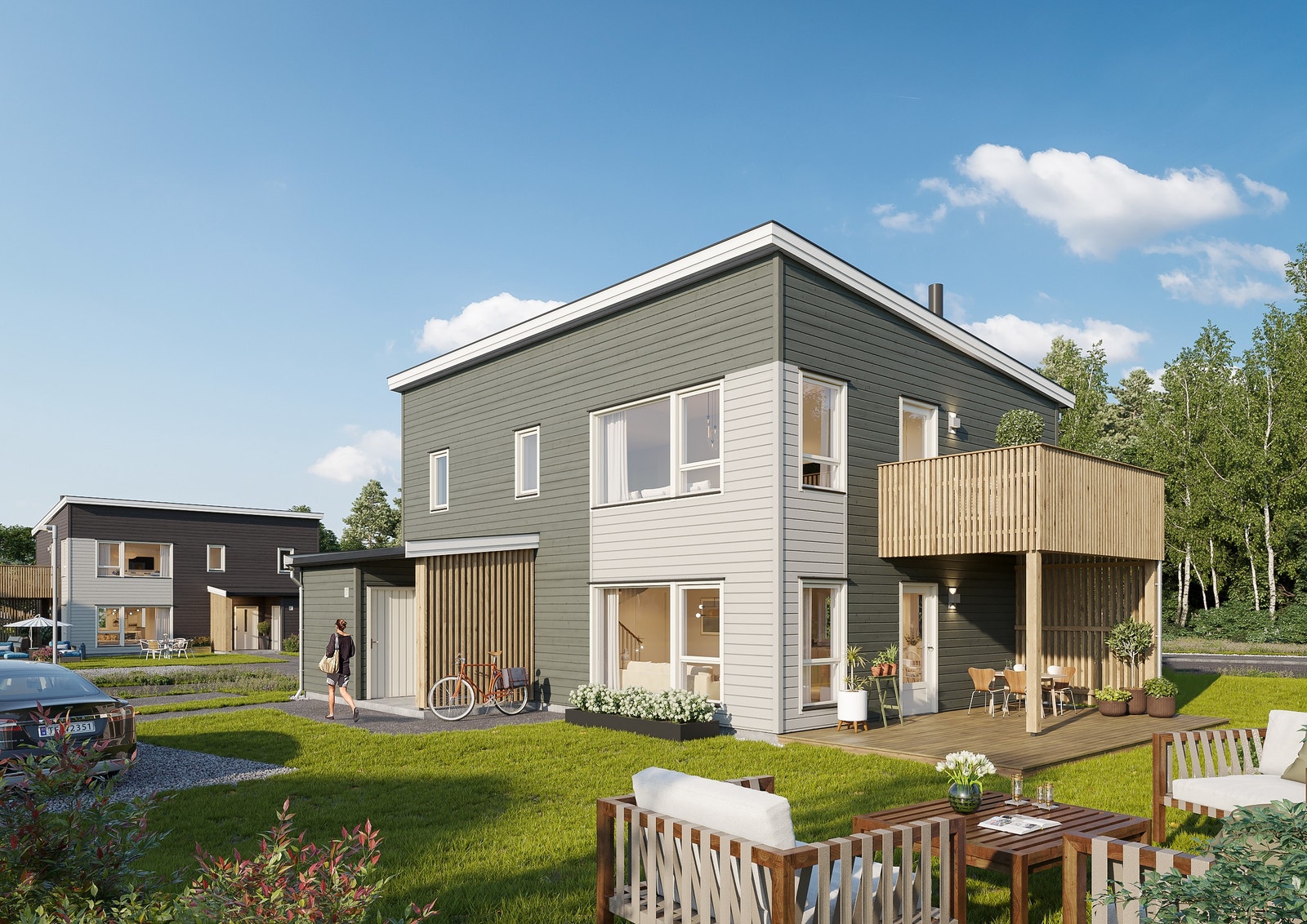 Illustrasjon: eneboliger (Hus 5) Galleribilde