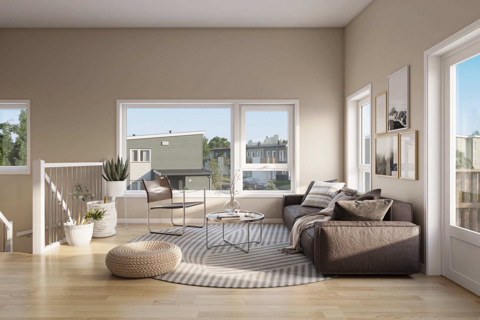 Illustrasjon: Loftstue med utgang til balkong Galleribilde