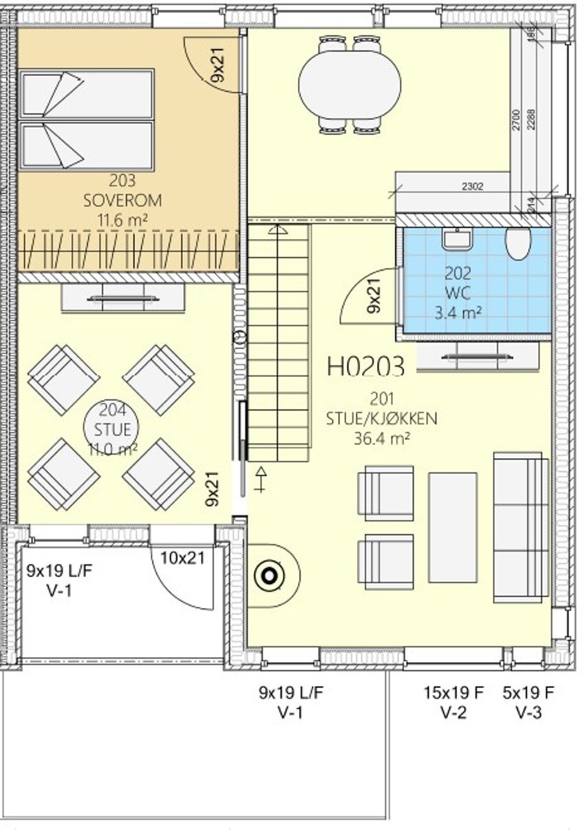 Planløsning 2. etasje Galleribilde
