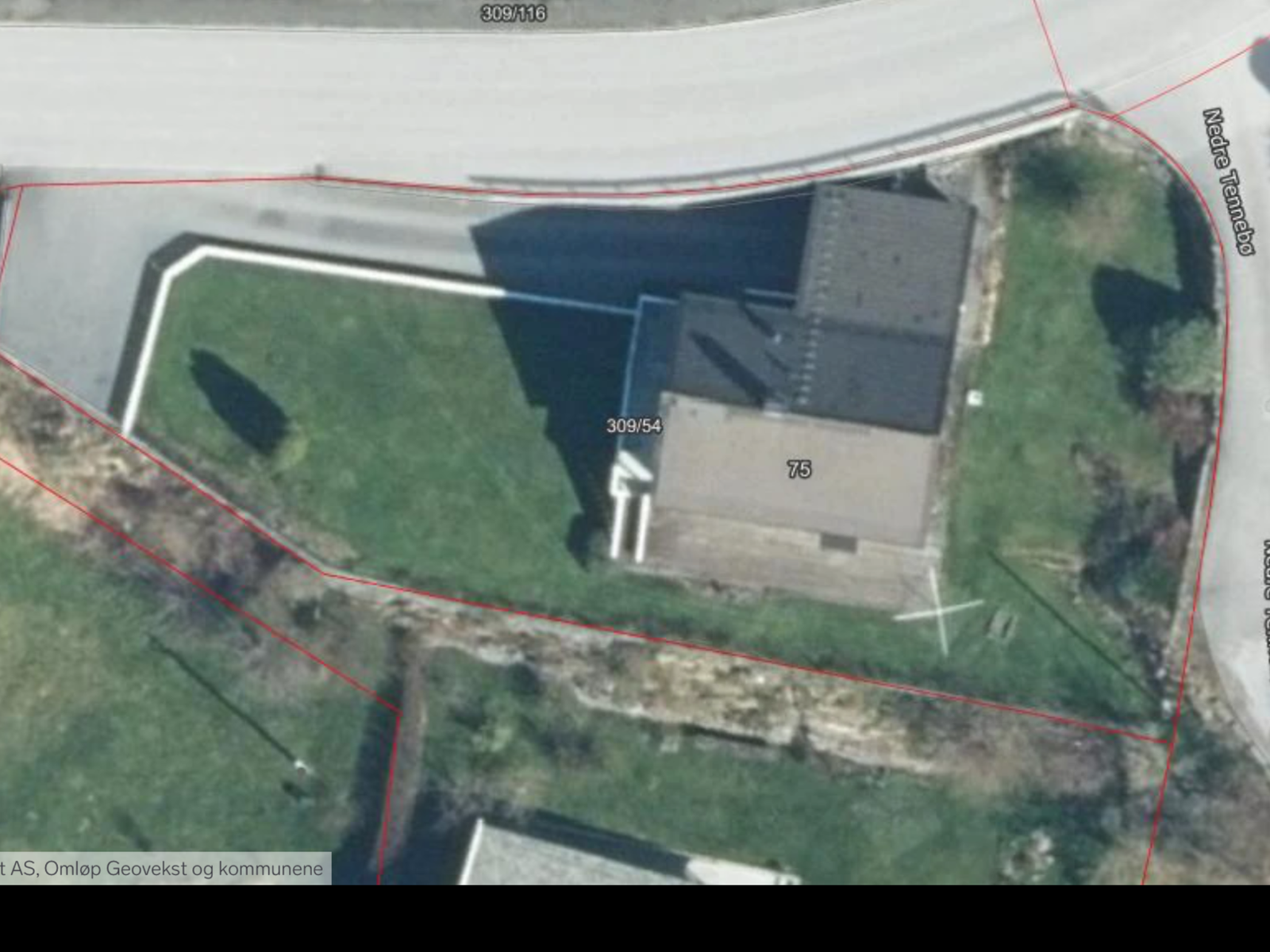 Flyfoto, tomt. Galleribilde