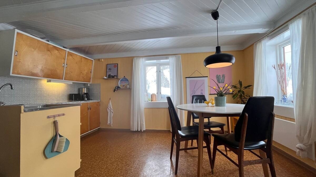 Koselig kjøkken med enkel standard. Galleribilde
