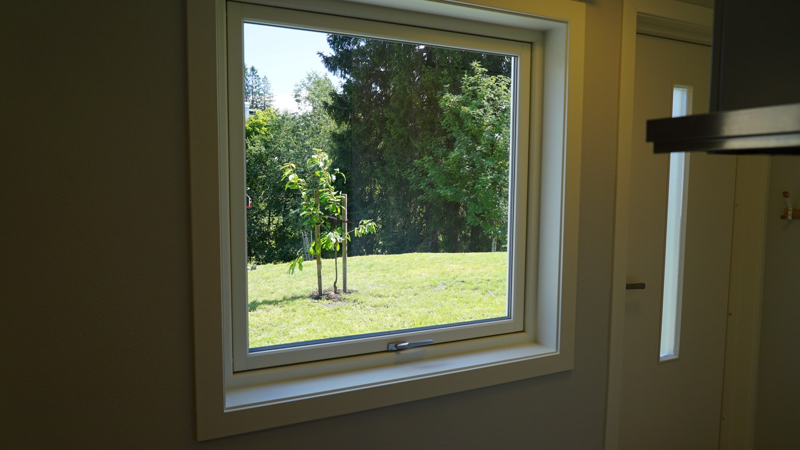 Utsikt fra kjøkken/stue vindu. Er du heldig kan du se rådyrfamilien som av og til tusler forbi. Galleribilde