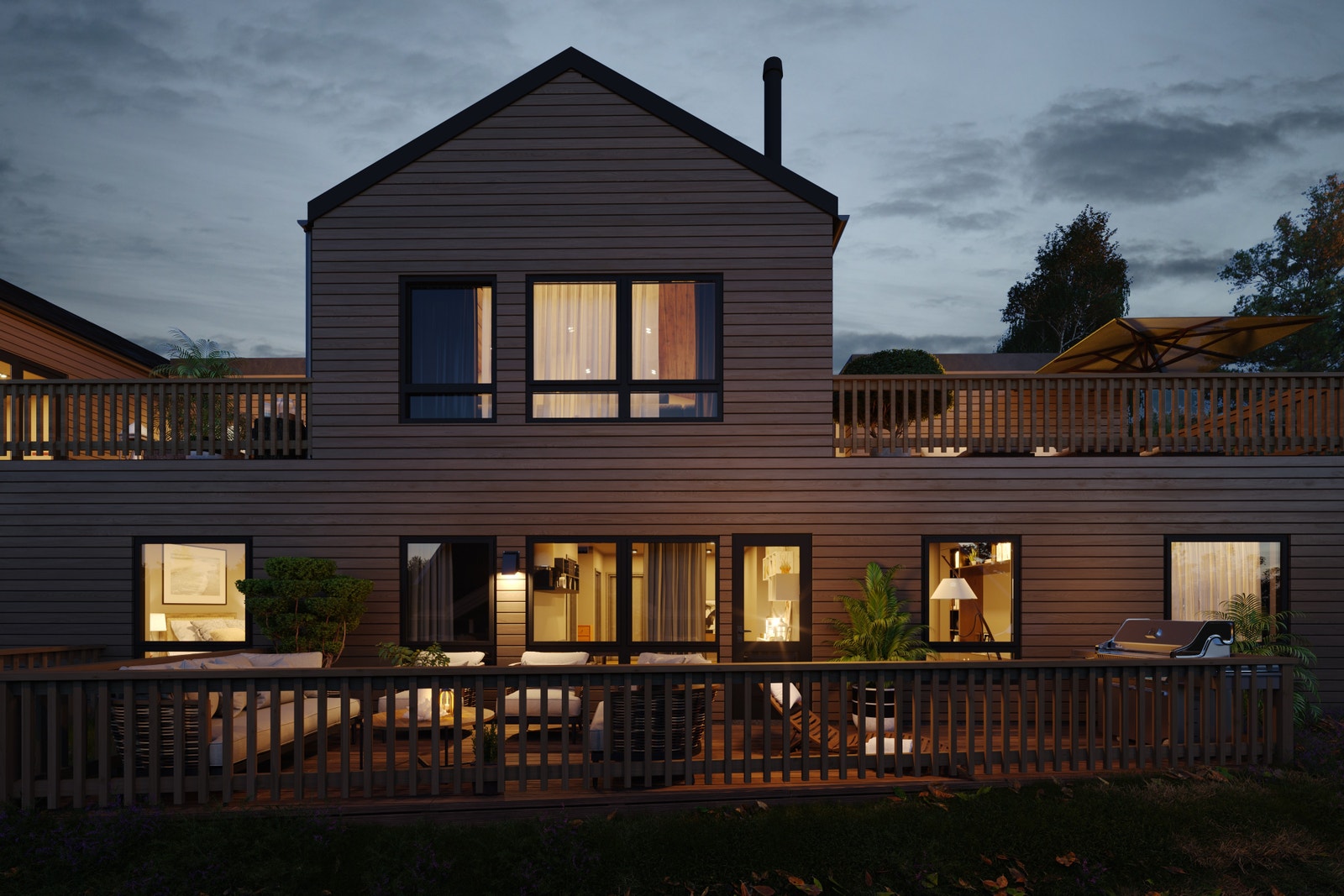 Her ser du boligen på 138 m2 , med koselige utearealer. Galleribilde