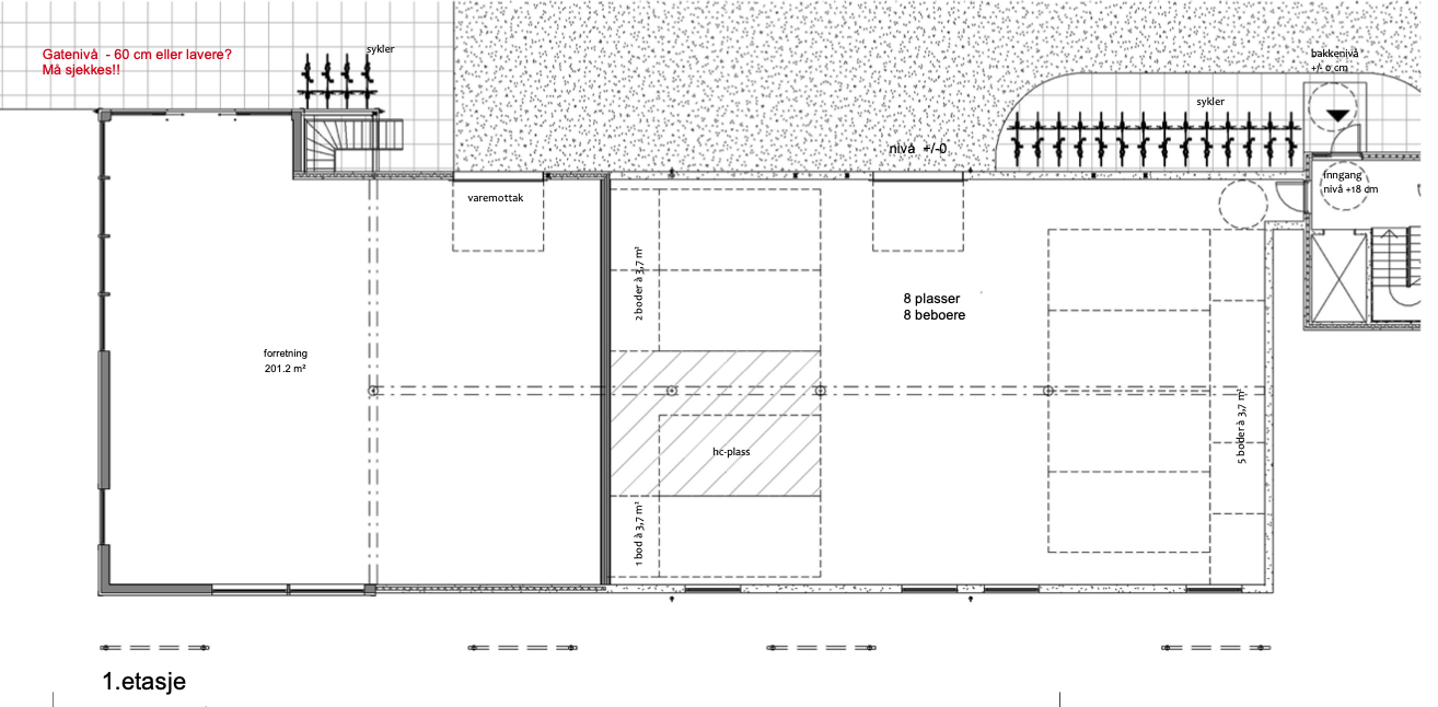 planløsning 1 etasje (parkeringskjeller + næringsdel) Galleribilde