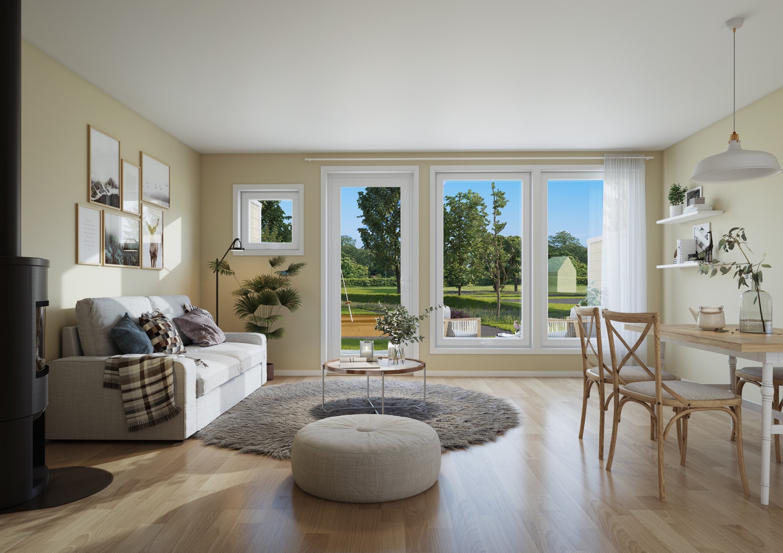 Illustrasjon: Utgang til terrasse og hage (nr. 18 og 19 + nr. 21 og 22 er like) Galleribilde