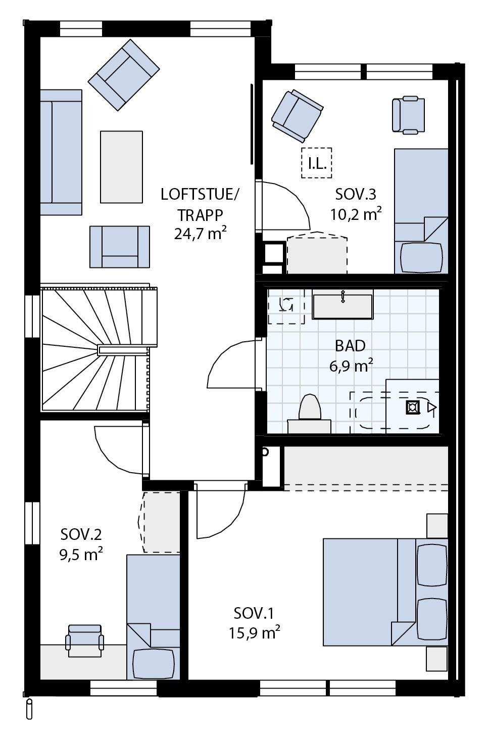 Hus 1, bolig 20 + Hus 2, bolig 23 - 2 etasje Galleribilde