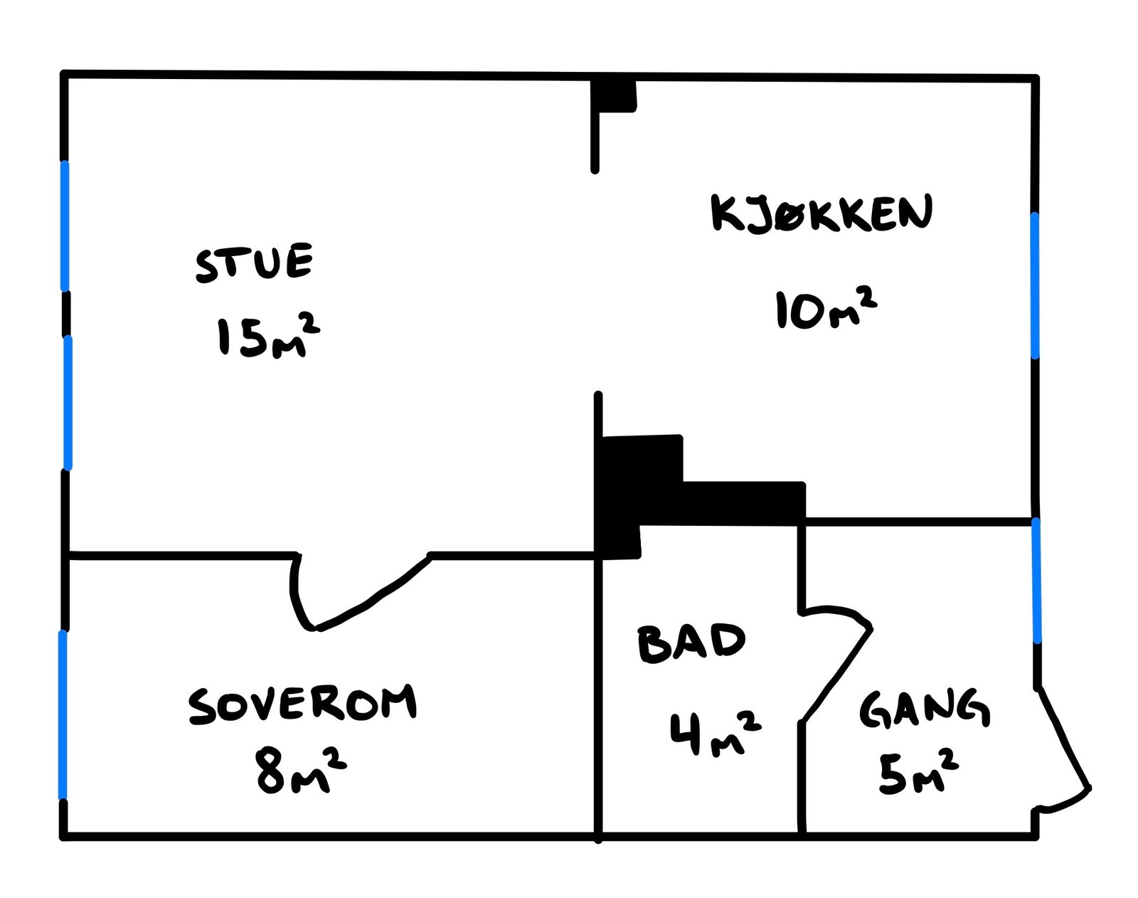 Planløsning. Planløsningen er ikke målbar. Galleribilde