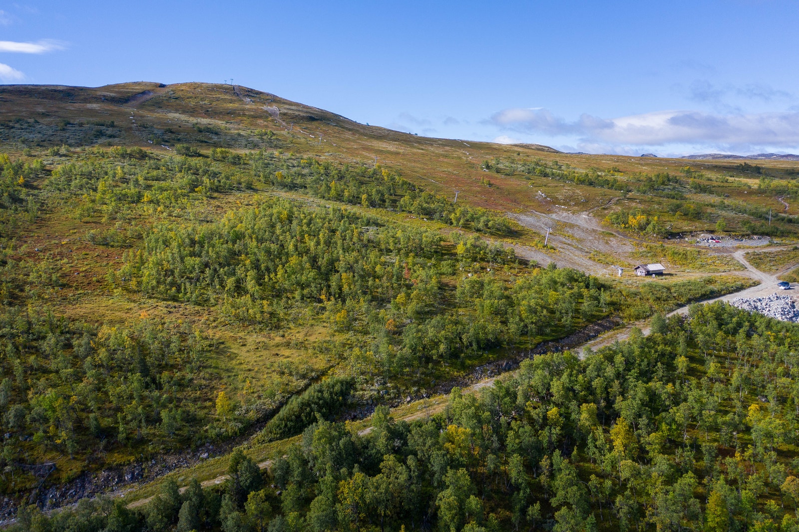 Skiløypa på oversiden av tomtene og Fjellkafeen Galleribilde