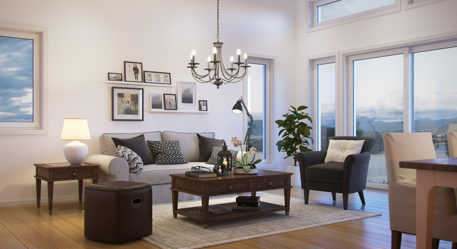 Innbydende stue med god tilgjengelighet til uteområde, enkelt og lettstelt.
