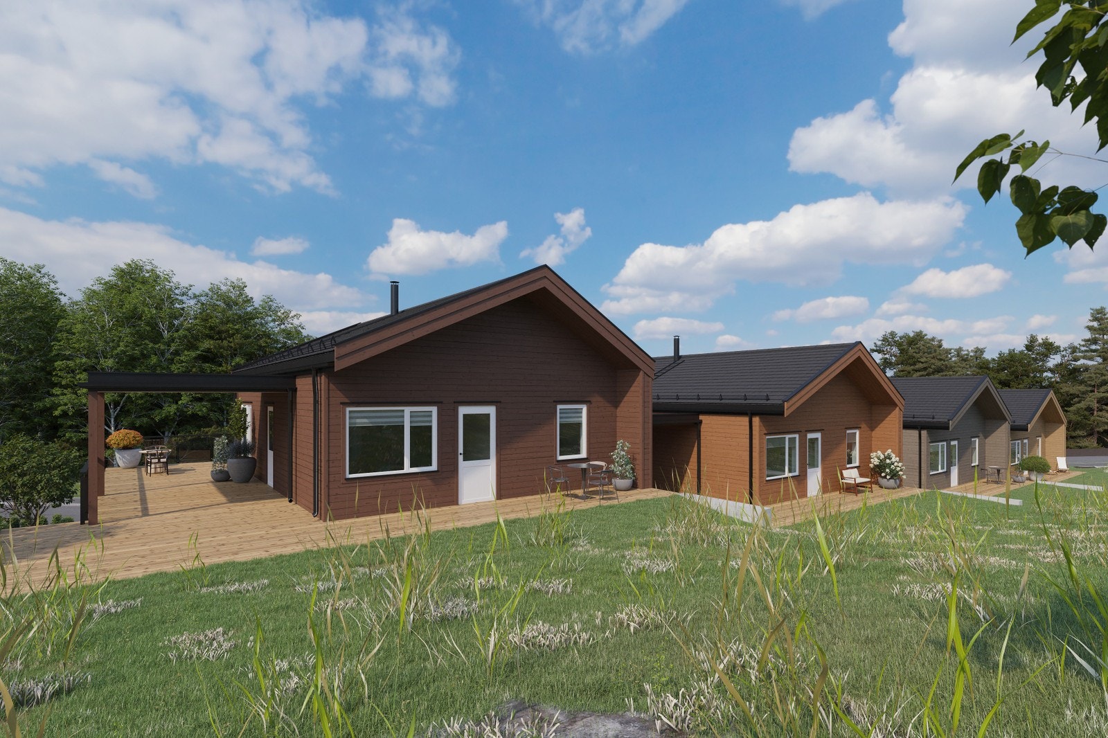 Husrekke 7-10 og 17-18 mot øst - illustrasjon Galleribilde