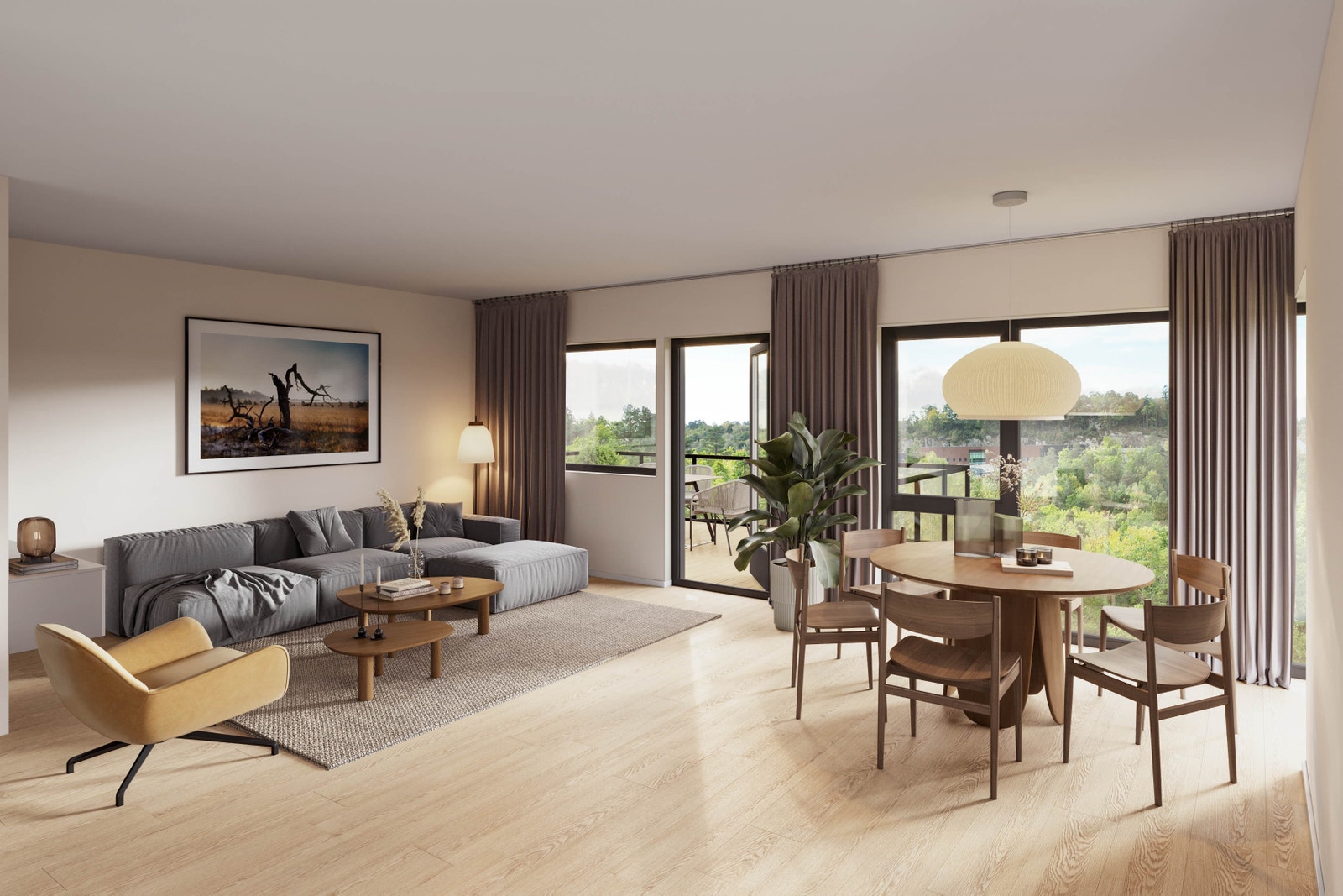 Det er lagt vekt på store vinduer som gir godt med lys og som samtidig tar inn utsikten mot syd/vest. Galleribilde