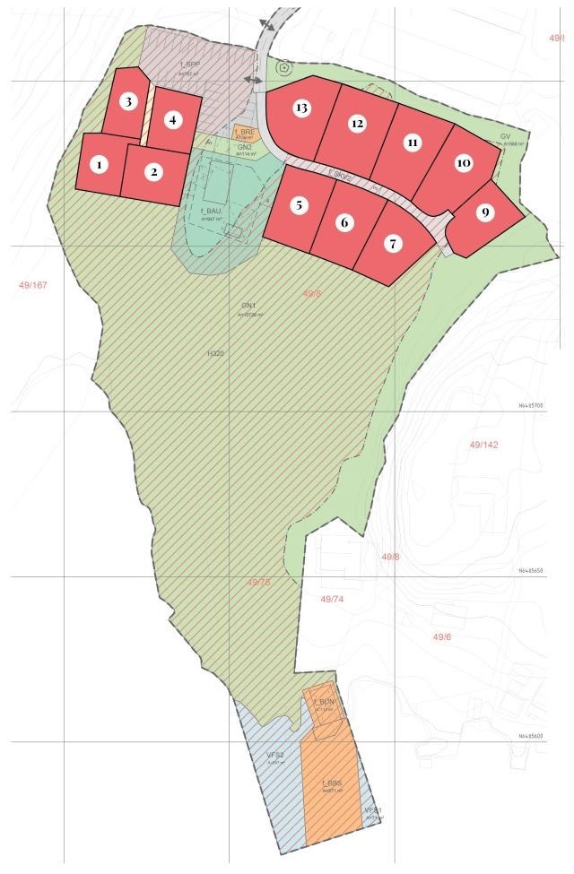 Situasjonsplan med tomteinndeling Galleribilde