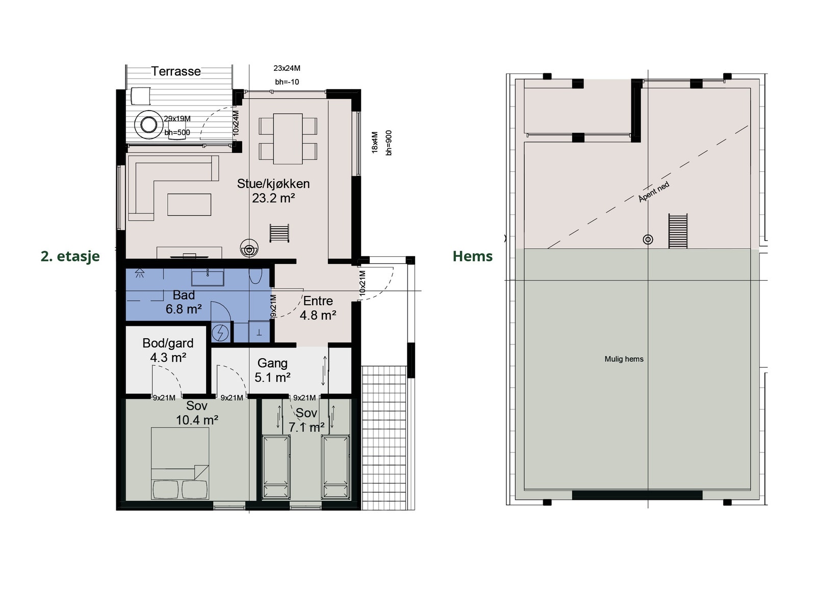 Planløsning fritidsleilighet type 2 Galleribilde