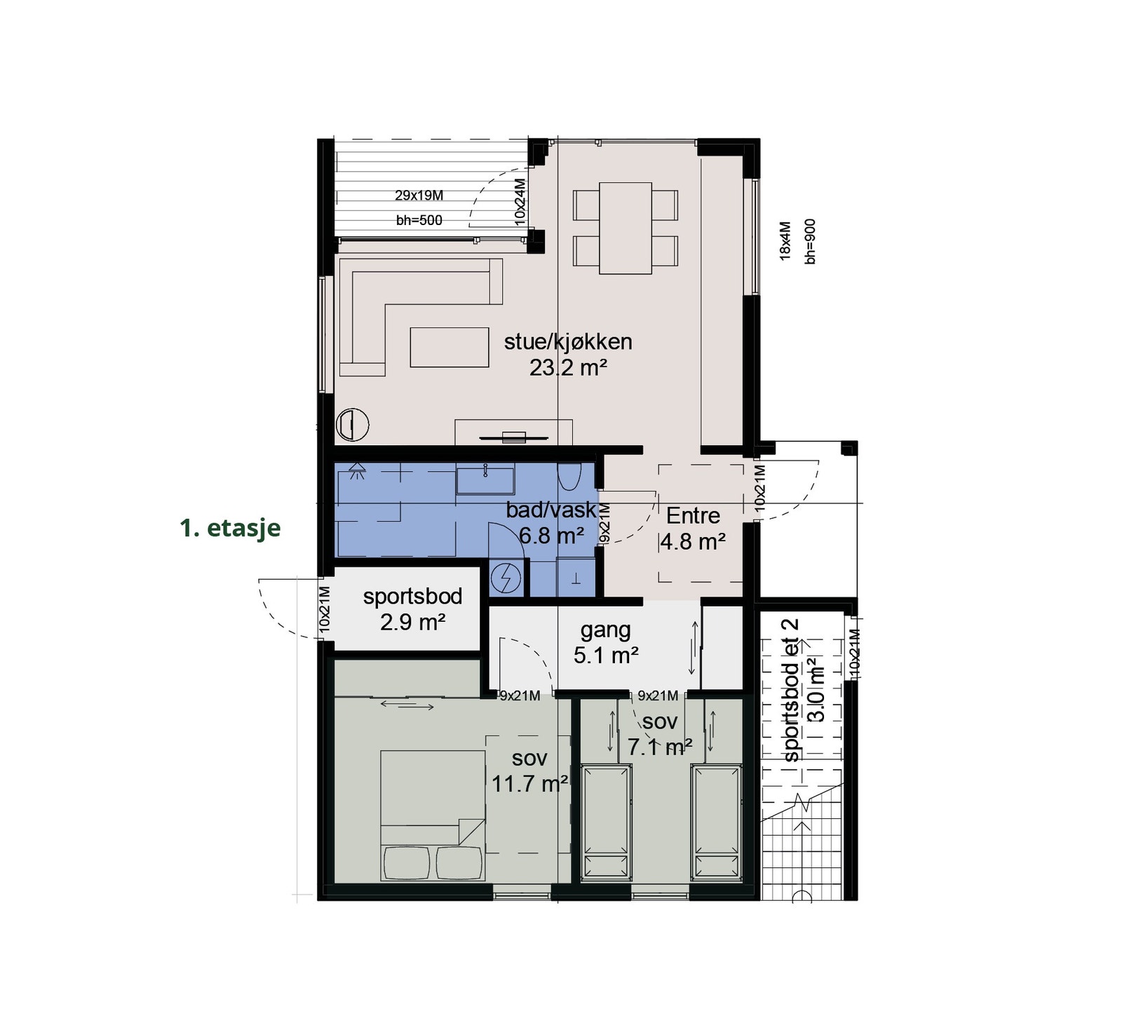 Planløsning fritidsleilighet type 1 Galleribilde