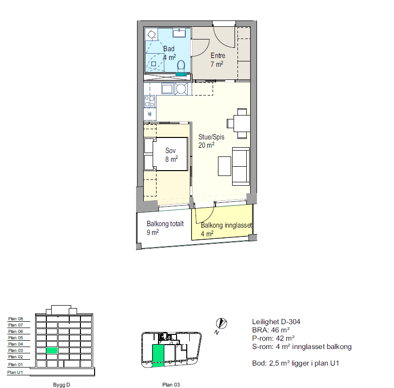 Arealeffektiv 2-roms med romslig balkong Galleribilde