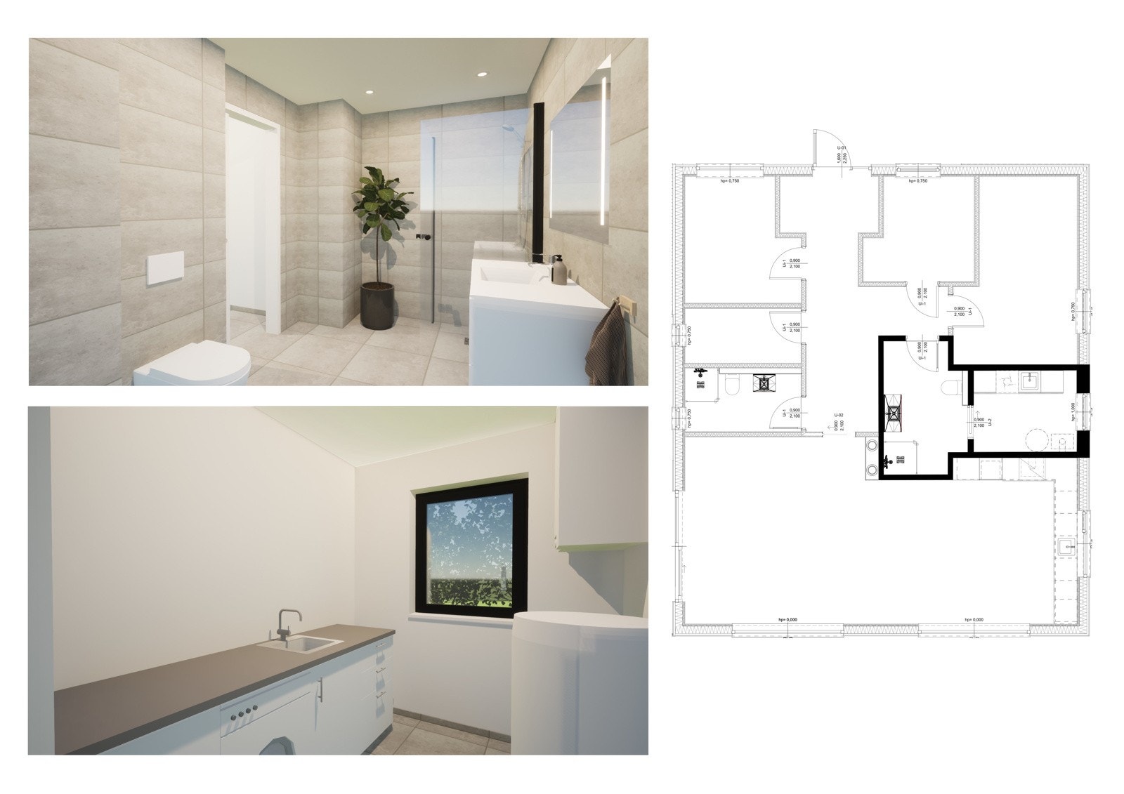 Ilustrasjon av bad/vaskerom i leilighet D i 1. etasje. Avvik på illustrasjoner vil forekomme Galleribilde