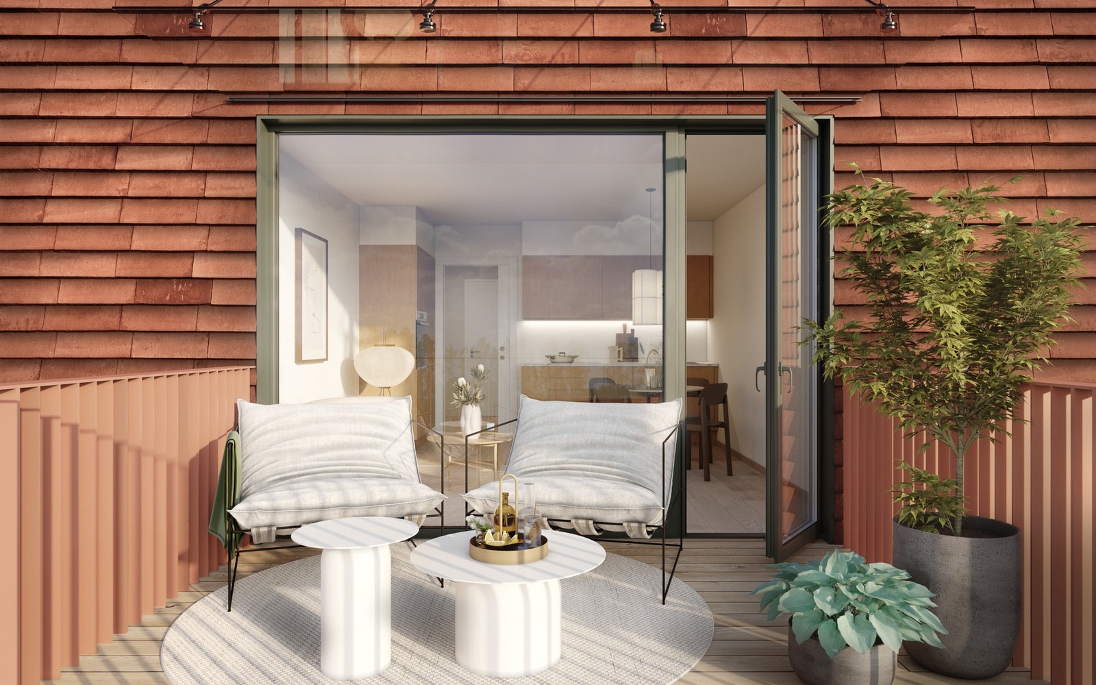 Leiligheten disponerer en egen sørvendt balkong med svært gode solforhold. Illustrasjon, avvik vil forekomme. Galleribilde