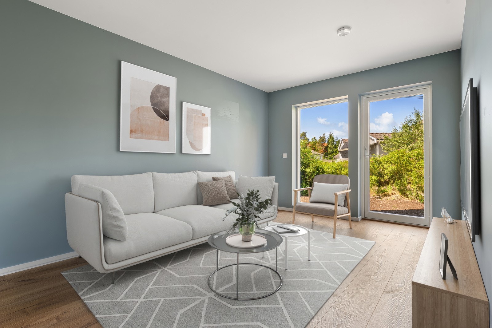 Boligen har to stuer, en i hver etasje. TV-stua er på ca. 15 kvm. Galleribilde