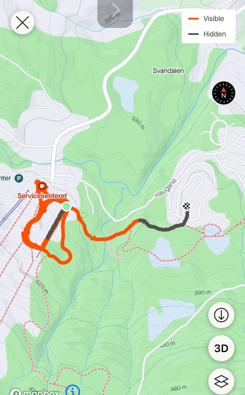 Dette bildet viser en kjapp tur til barnebakken via skogsløypen. Galleribilde