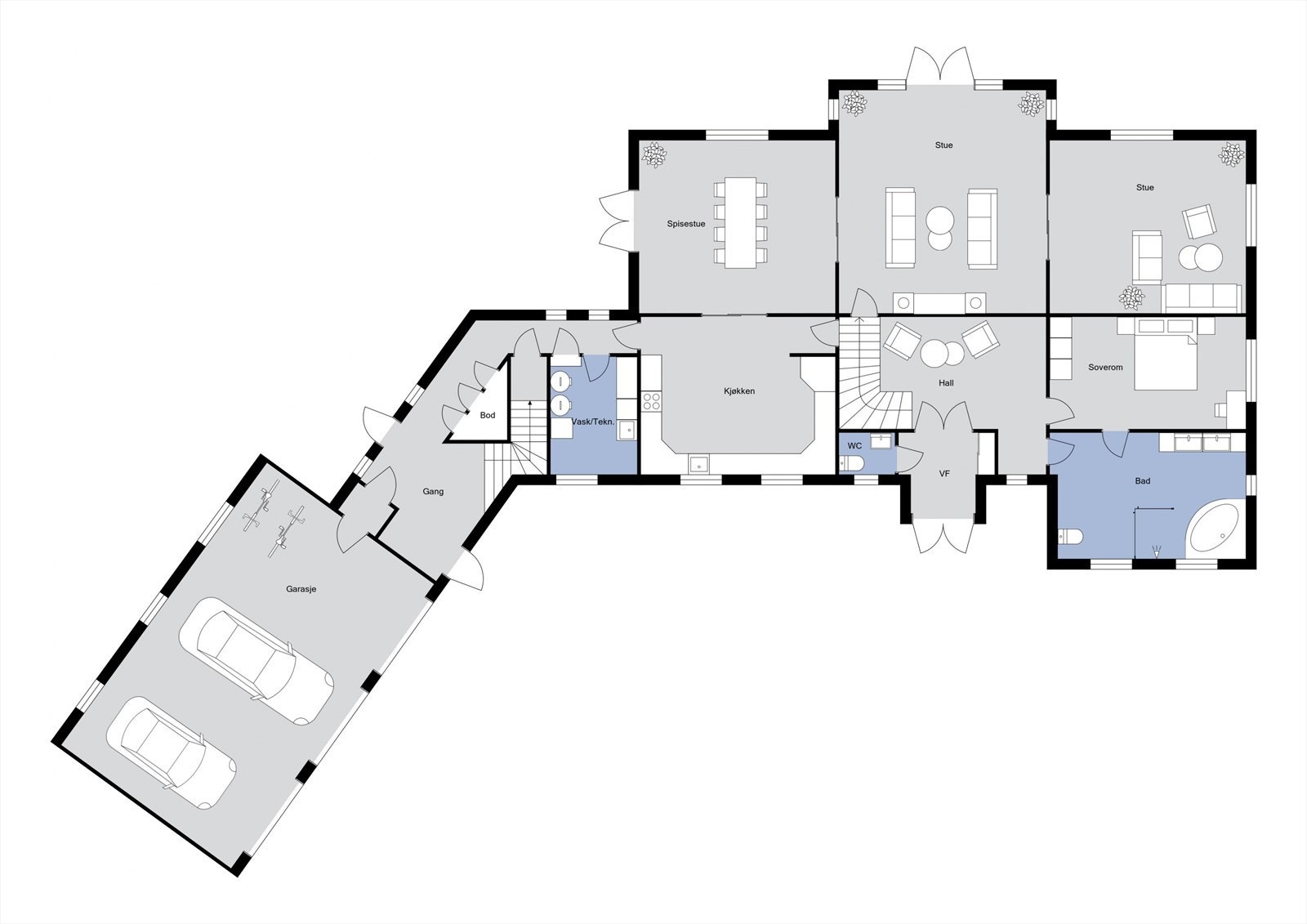 Plantegning 1. etasje. Galleribilde