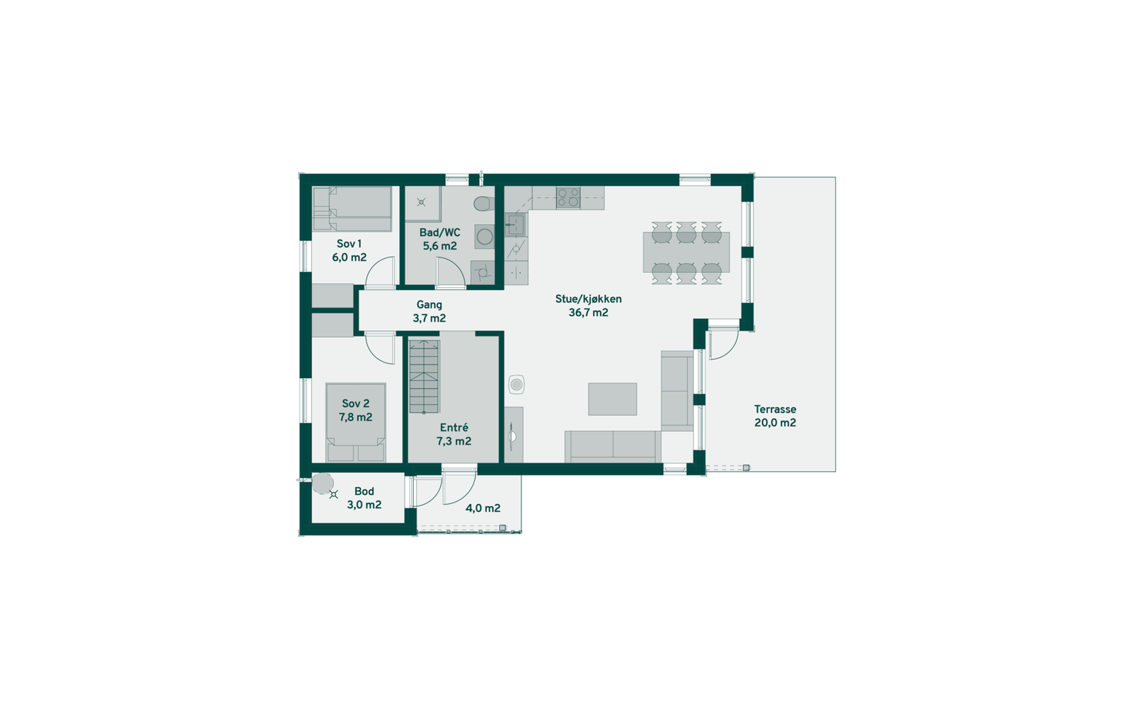 Plantegning hovedplan Furutangen 75 Galleribilde