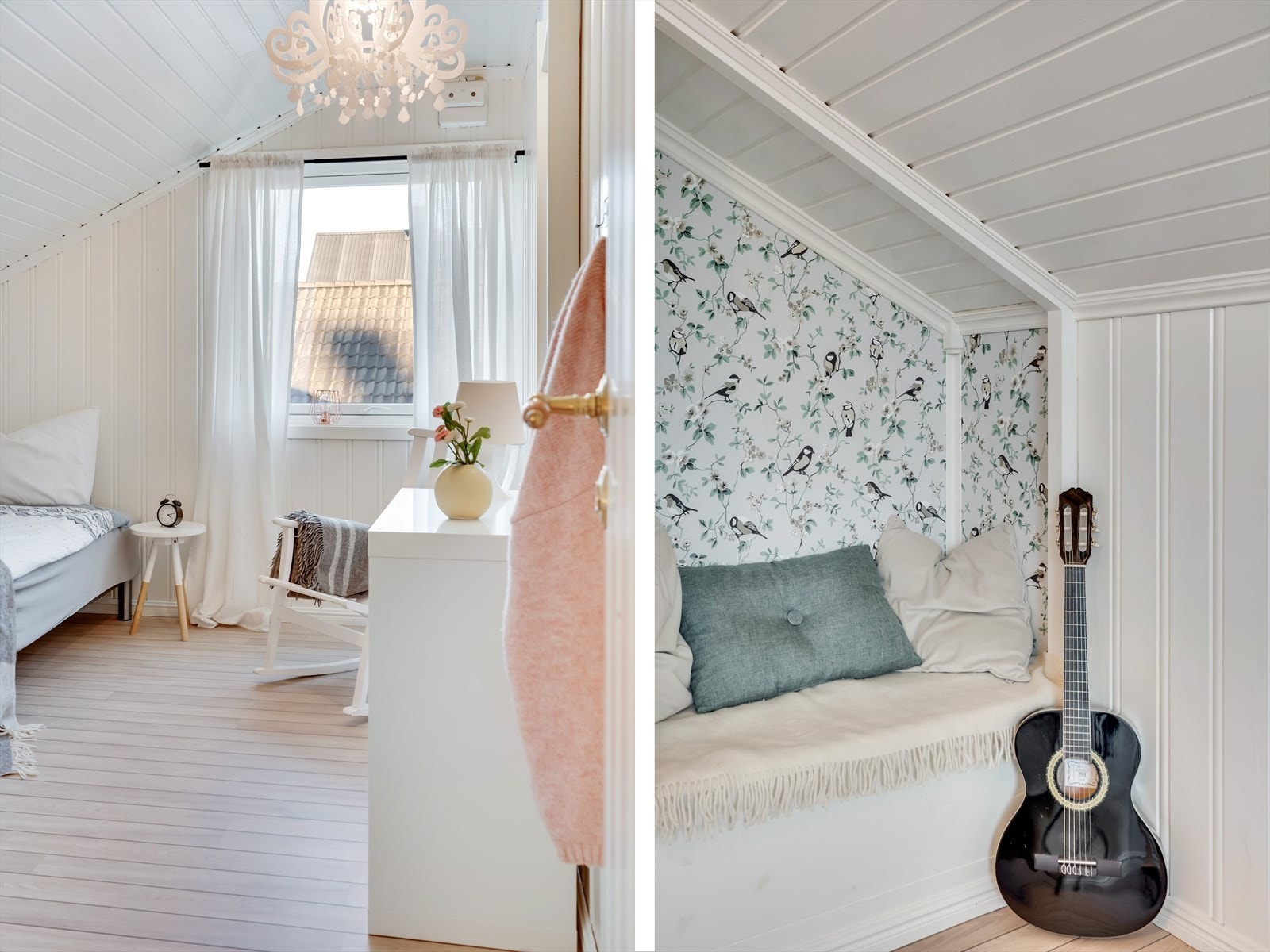 Lyse og pene soverom, det ene med innebygd sittekrok. Galleribilde
