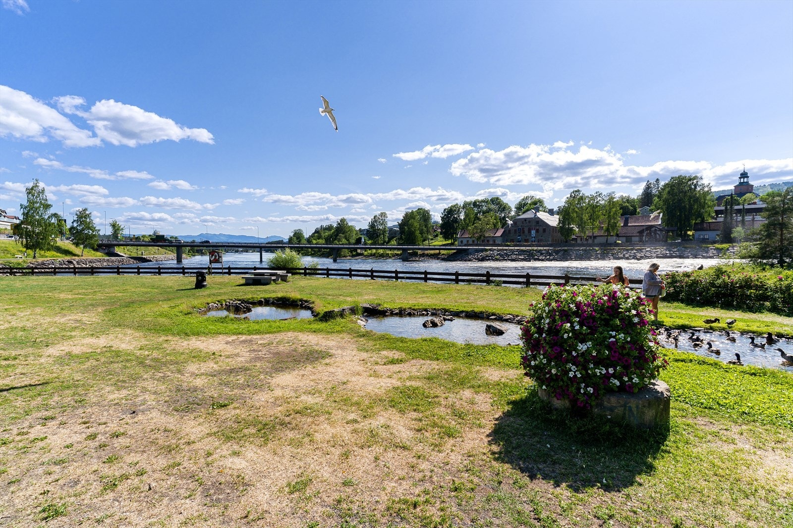 Bilde fra nærområdet, med Lågen som renner gjennom byen. Galleribilde